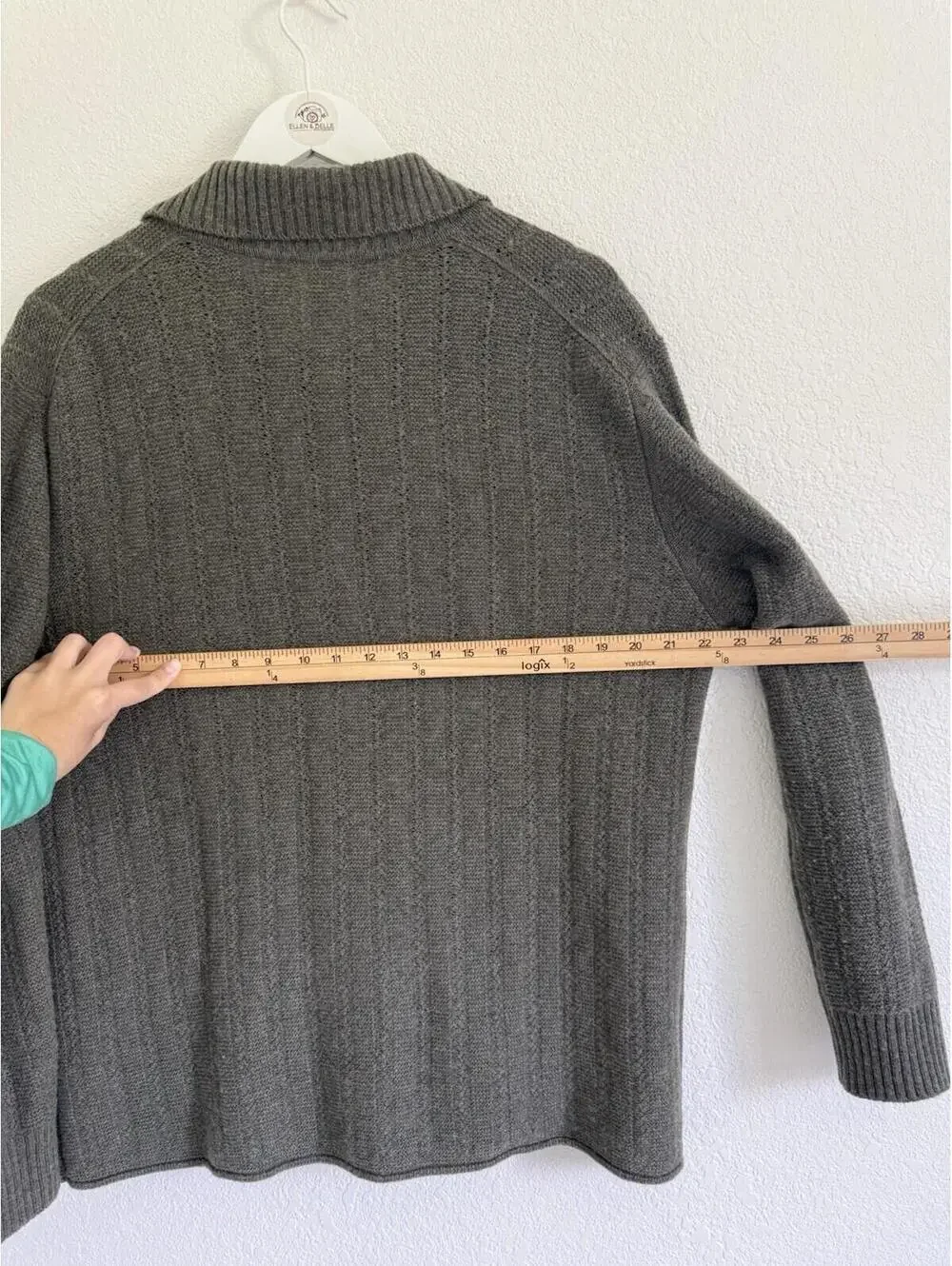 Mr. P Men’s Large MSRP $385 Wolly Open Knit Wool Open Wool Cardigan Deep Green